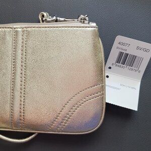 Metallic Gold Coach Leather Wristlet
